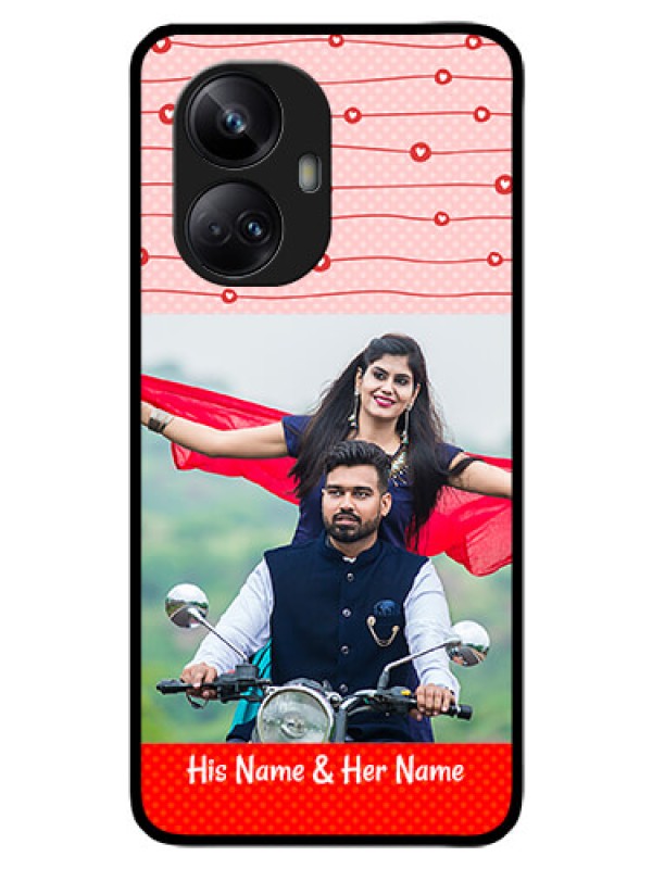 Custom Realme 10 Pro Plus 5G Personalized Glass Phone Case - Red Pattern Case Design