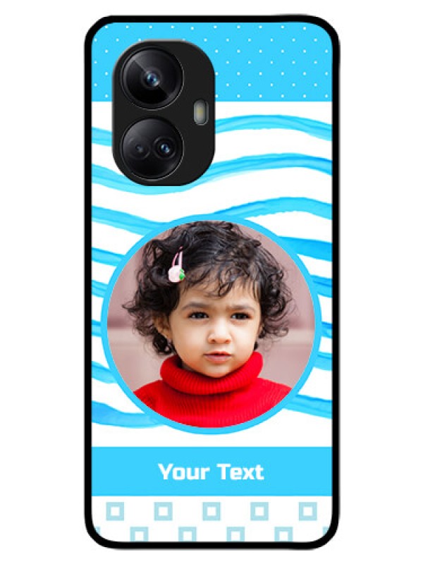 Custom Realme 10 Pro Plus 5G Custom Glass Phone Case - Simple Blue Case Design