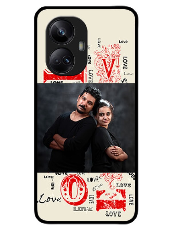 Custom Realme 10 Pro Plus 5G Photo Printing on Glass Case - Trendy Love Design Case