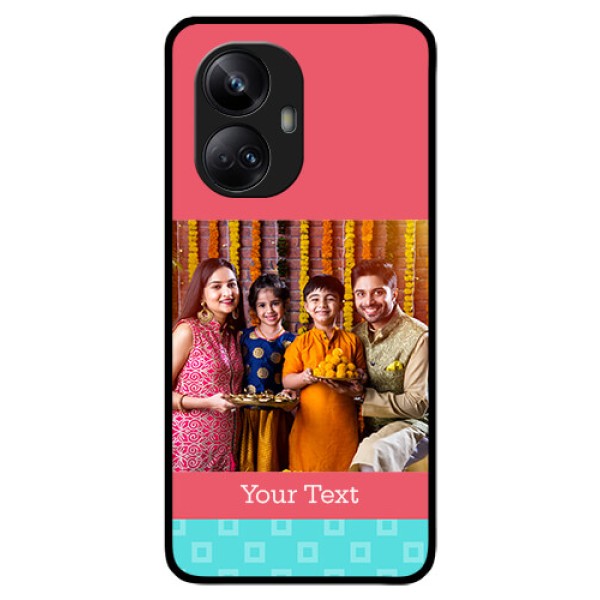 Realme 10 Pro Plus 5G Personalized Glass Phone Case - Peach & Blue Color Design Realme 10 Pro Plus 5G Personalized Glass Phone Case - Peach & Blue Color Design