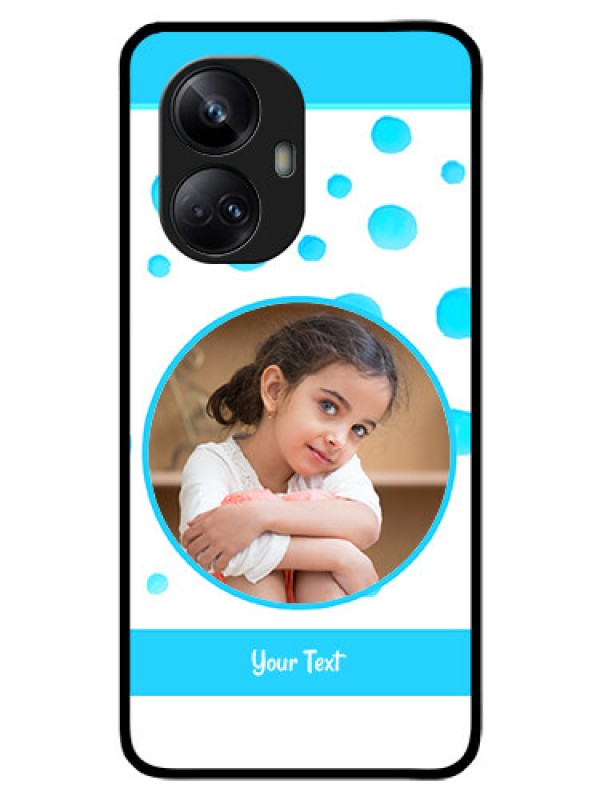Custom Realme 10 Pro Plus 5G Photo Printing on Glass Case - Blue Bubbles Pattern Design