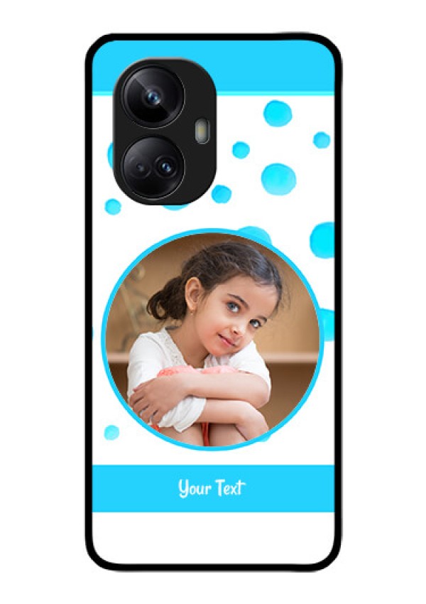 Realme 10 Pro Plus 5G Photo Printing on Glass Case - Blue Bubbles Pattern Design