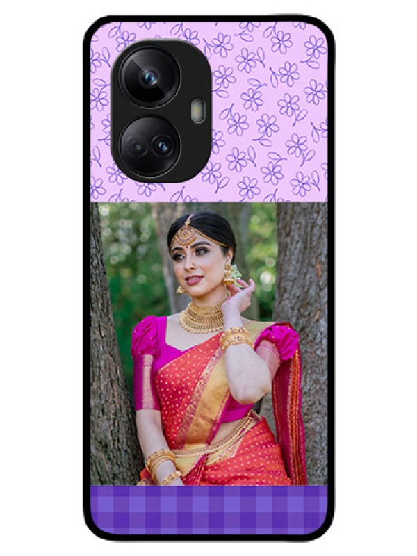 Custom Realme 10 Pro Plus 5G Custom Glass Phone Case - Purple Floral Design