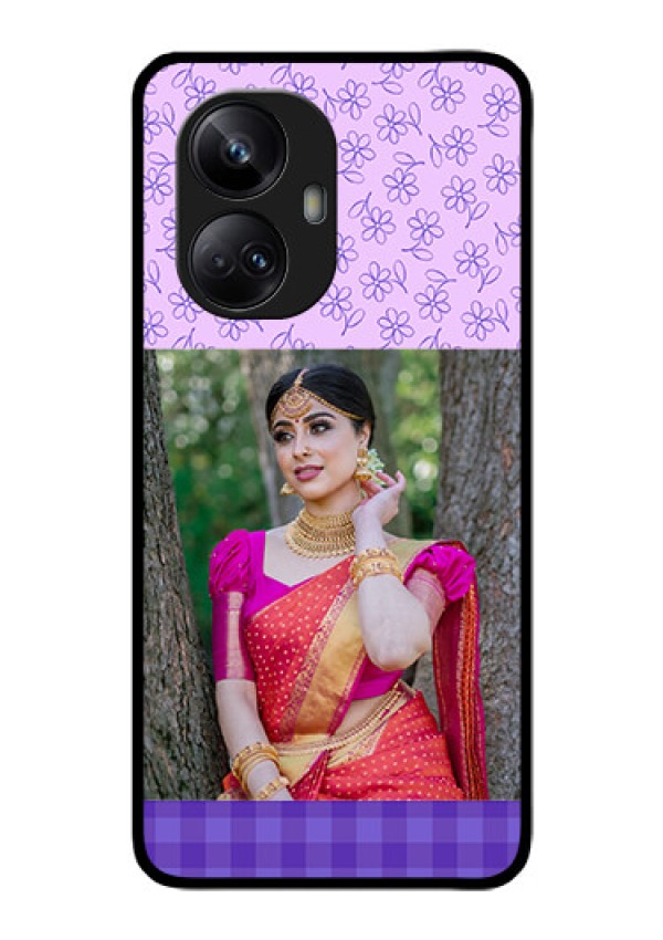 Realme 10 Pro Plus 5G Custom Glass Phone Case - Purple Floral Design