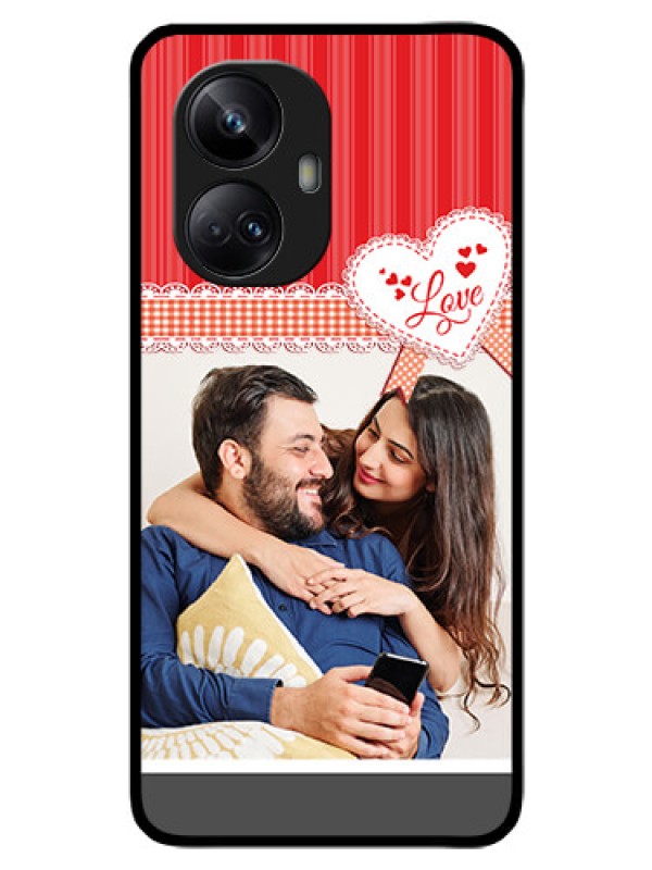 Custom Realme 10 Pro Plus 5G Custom Glass Mobile Case - Red Love Pattern Design
