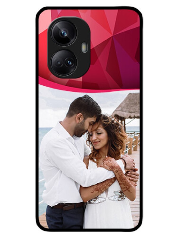 Custom Realme 10 Pro Plus 5G Custom Glass Mobile Case - Red Abstract Design