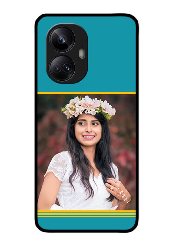 Realme 10 Pro Plus 5G Custom Glass Phone Case - Yellow & Blue Design
