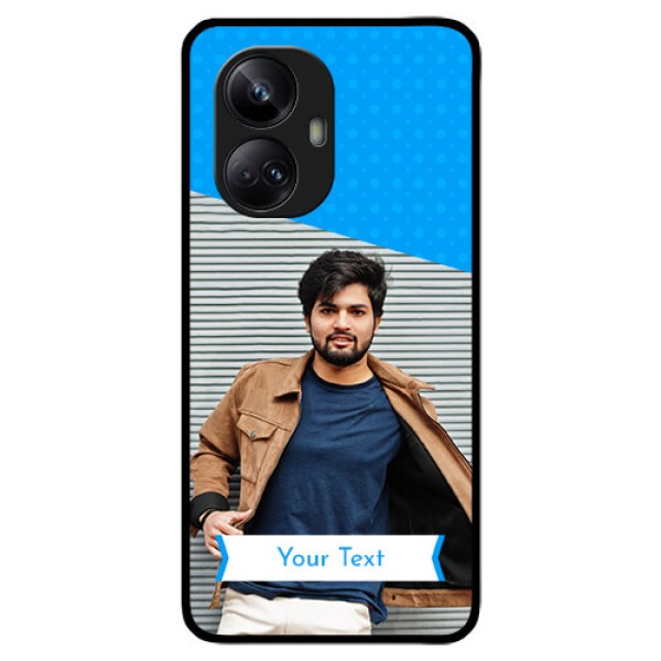 Realme 10 Pro Plus 5G Photo Printing on Glass Case - Simple Blue Color Design