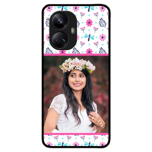 Realme 10 Pro Plus 5G Photo Printing on Glass Case - Colorful Flower Design