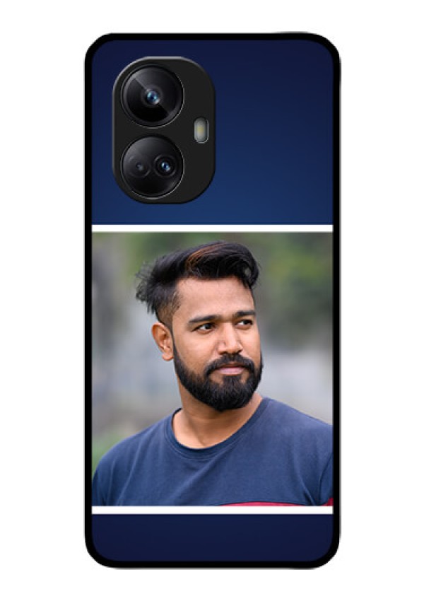Realme 10 Pro Plus 5G Personalized Glass Phone Case - Simple Royal Blue Design