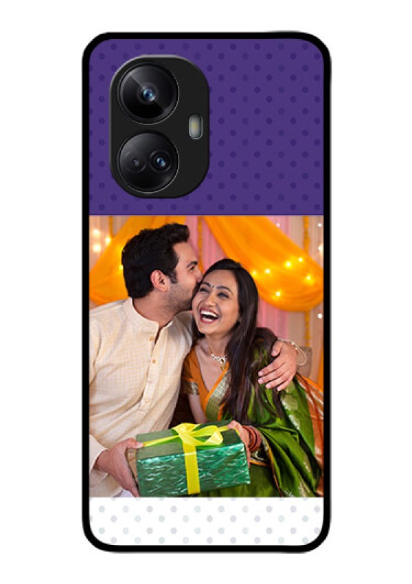 Realme 10 Pro Plus 5G Personalized Glass Phone Case - Violet Pattern Design