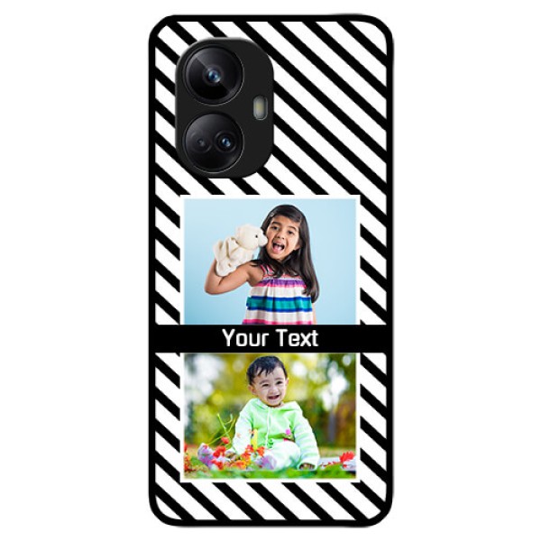 Realme 10 Pro Plus 5G Photo Printing on Glass Case - Black And White Stripes Design Realme 10 Pro Plus 5G Photo Printing on Glass Case - Black And White Stripes Design