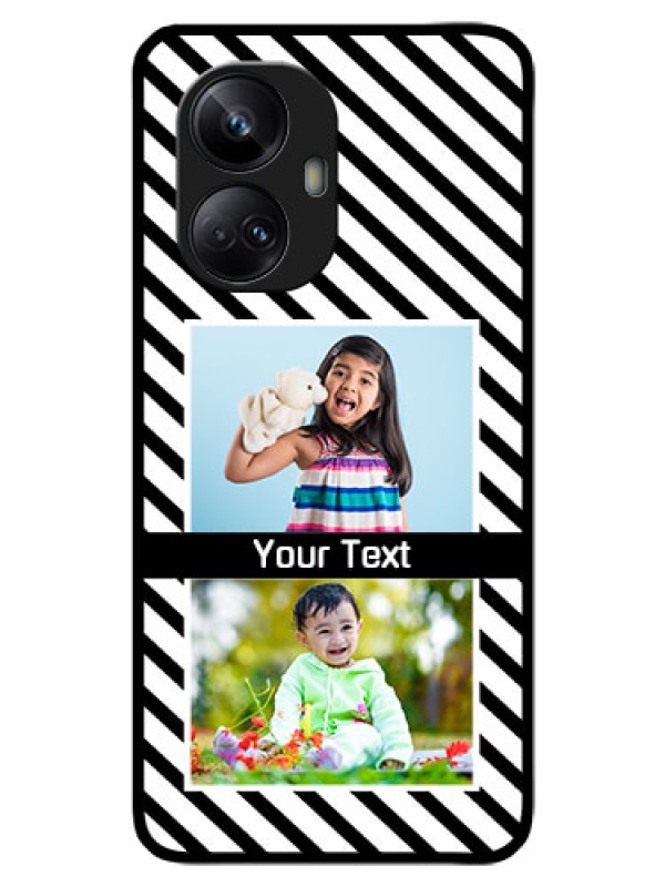 Custom Realme 10 Pro Plus 5G Photo Printing on Glass Case - Black And White Stripes Design