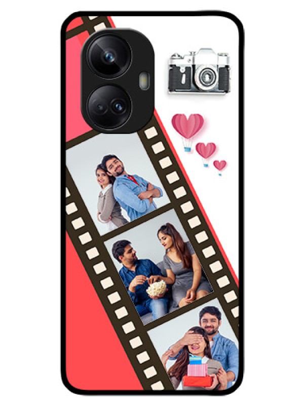 Custom Realme 10 Pro Plus 5G Personalized Glass Phone Case - 3 Image Holder with Film Reel