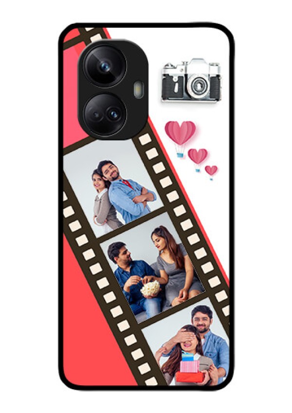 Realme 10 Pro Plus 5G Personalized Glass Phone Case - 3 Image Holder with Film Reel