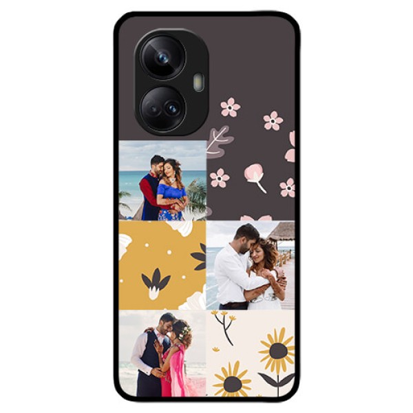 Realme 10 Pro Plus 5G Photo Printing on Glass Case - 3 Images with Floral Design Realme 10 Pro Plus 5G Photo Printing on Glass Case - 3 Images with Floral Design