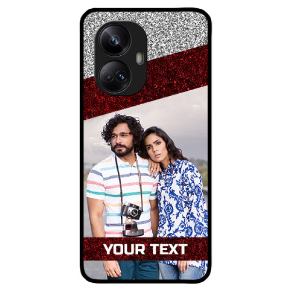 Realme 10 Pro Plus 5G Personalized Glass Phone Case - Image Holder with Glitter Strip Design Realme 10 Pro Plus 5G Personalized Glass Phone Case - Image Holder with Glitter Strip Design