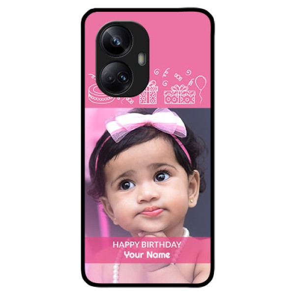 Realme 10 Pro Plus 5G Photo Printing on Glass Case - with Birthday Line Art Design Realme 10 Pro Plus 5G Photo Printing on Glass Case - with Birthday Line Art Design