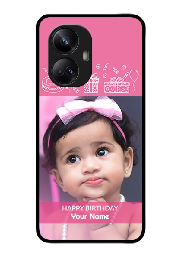 Realme 10 Pro Plus 5G Photo Printing on Glass Case - with Birthday Line Art Design