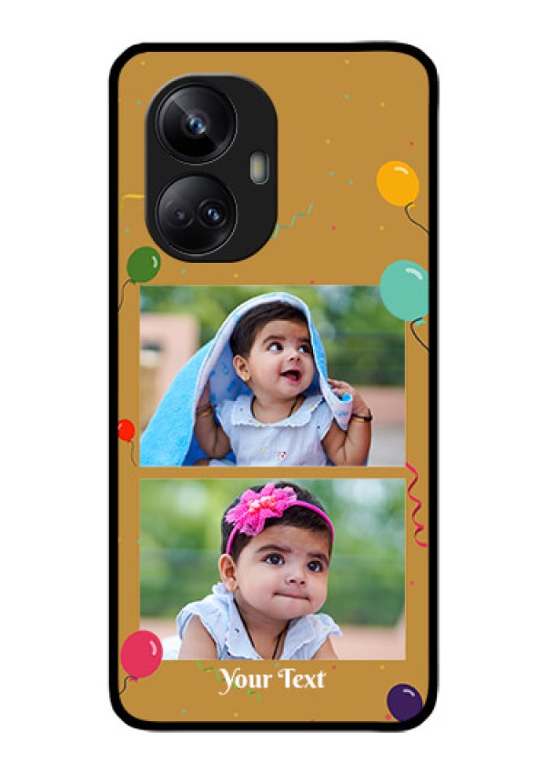 Realme 10 Pro Plus 5G Personalized Glass Phone Case - Image Holder with Birthday Celebrations Design