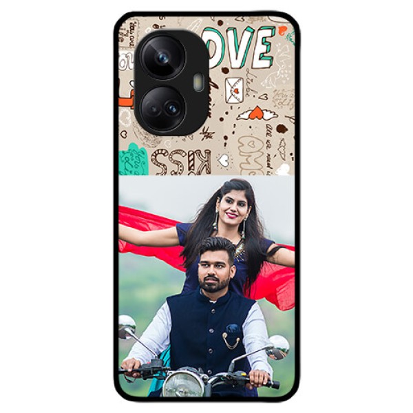 Realme 10 Pro Plus 5G Custom Glass Phone Case - Love Doodle Pattern
