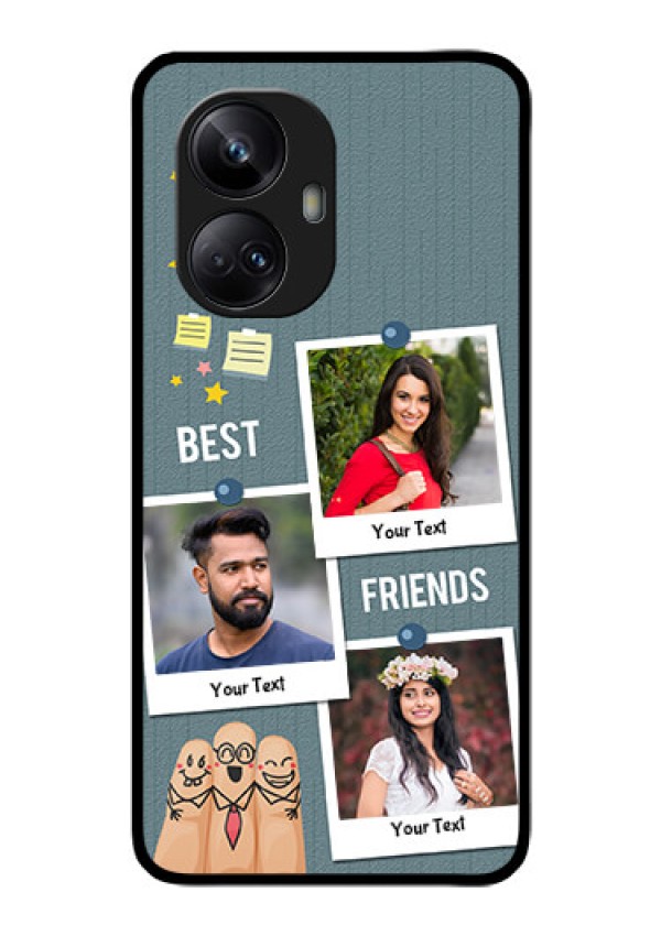 Realme 10 Pro Plus 5G Personalized Glass Phone Case - Sticky Frames and Friendship Design