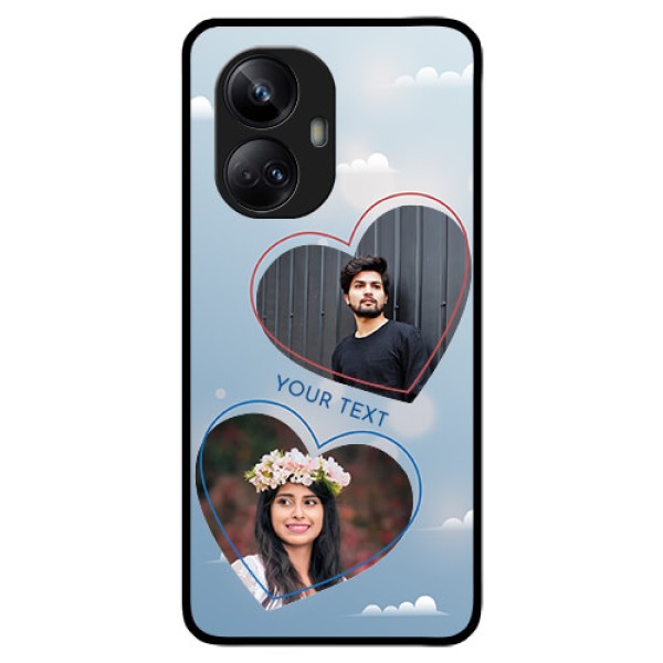 Realme 10 Pro Plus 5G Custom Glass Mobile Case - Blue Color Couple Design Realme 10 Pro Plus 5G Custom Glass Mobile Case - Blue Color Couple Design