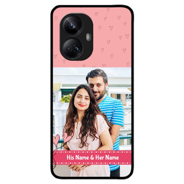 Realme 10 Pro Plus 5G Personalized Glass Phone Case - Love Design Peach Color