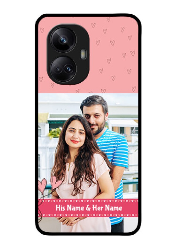 Realme 10 Pro Plus 5G Personalized Glass Phone Case - Love Design Peach Color