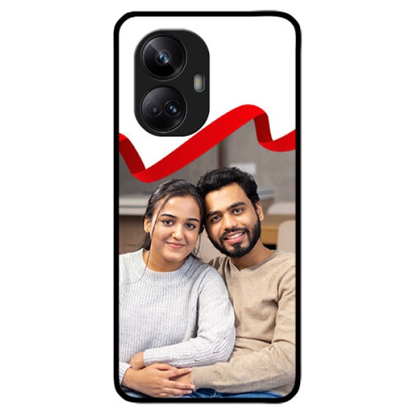 Realme 10 Pro Plus 5G Photo Printing on Glass Case - Red Ribbon Frame Design
