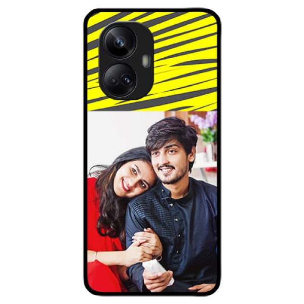 Realme 10 Pro Plus 5G Photo Printing on Glass Case - Yellow Abstract Design