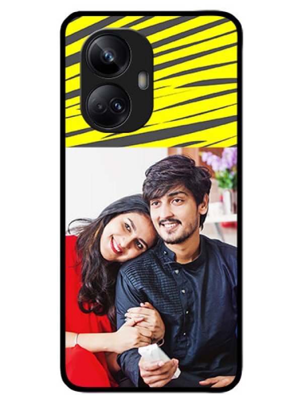 Custom Realme 10 Pro Plus 5G Photo Printing on Glass Case - Yellow Abstract Design