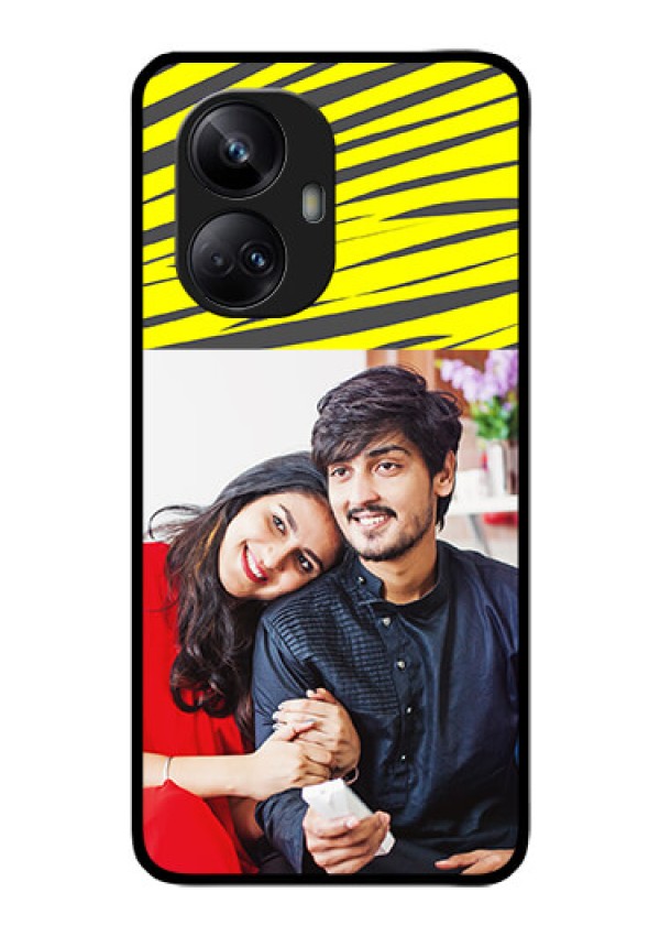 Realme 10 Pro Plus 5G Photo Printing on Glass Case - Yellow Abstract Design