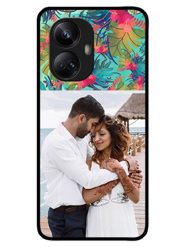 Custom Realme 10 Pro Plus 5G Photo Printing on Glass Case - Watercolor Floral Design