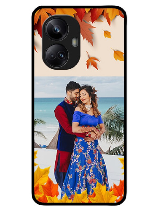 Custom Realme 10 Pro Plus 5G Photo Printing on Glass Case - Autumn Maple Leaves Design