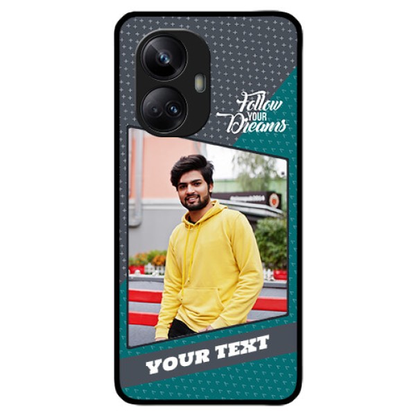 Realme 10 Pro Plus 5G Personalized Glass Phone Case - Background Pattern Design with Quote