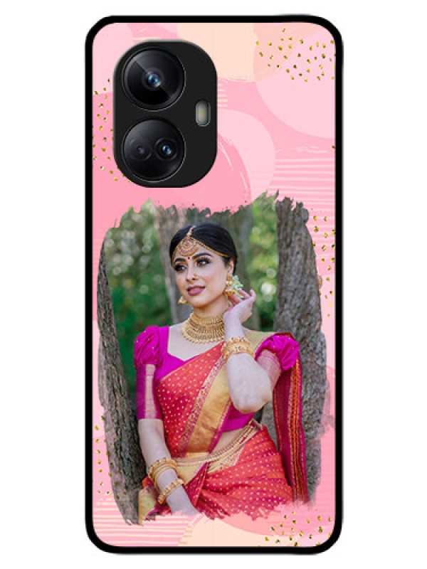 Custom Realme 10 Pro Plus 5G Personalized Glass Phone Case - Gold Glitter Splash Design