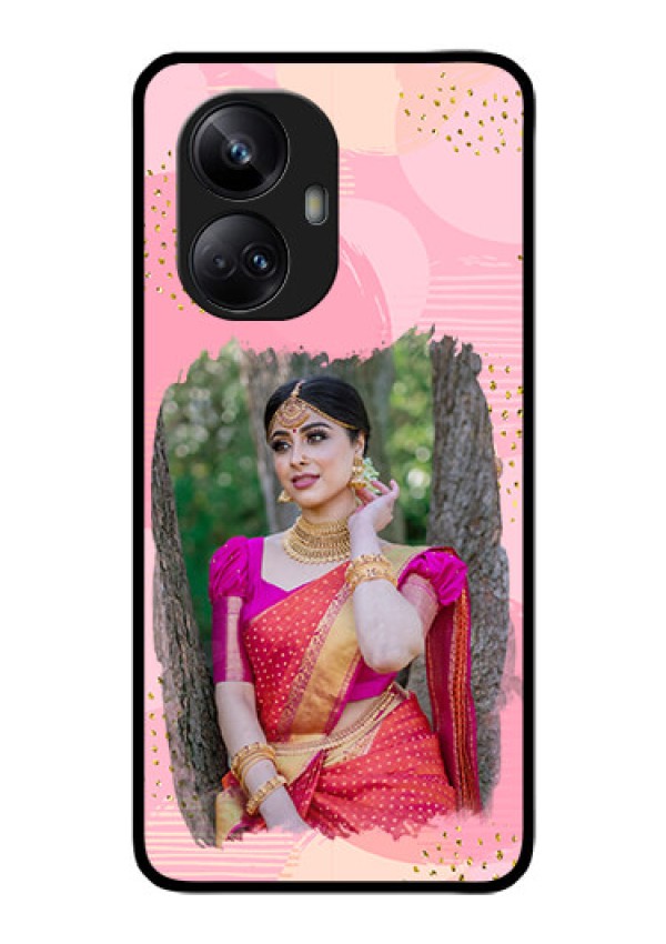 Realme 10 Pro Plus 5G Personalized Glass Phone Case - Gold Glitter Splash Design