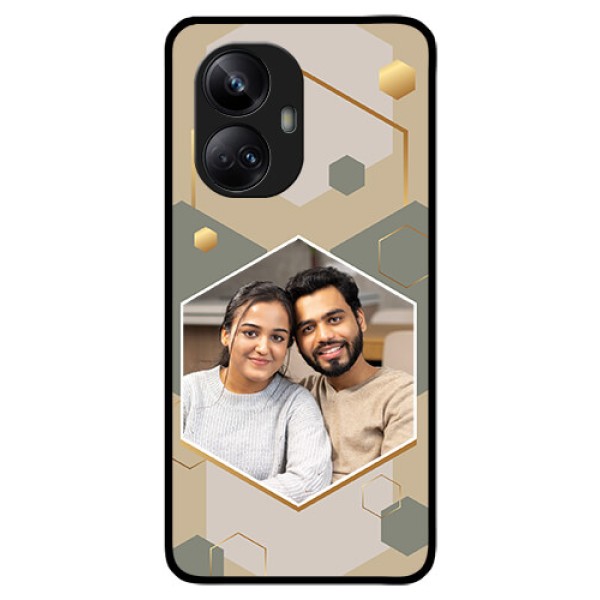 Realme 10 Pro Plus 5G Photo Printing on Glass Case - Stylish Hexagon Pattern Design Realme 10 Pro Plus 5G Photo Printing on Glass Case - Stylish Hexagon Pattern Design
