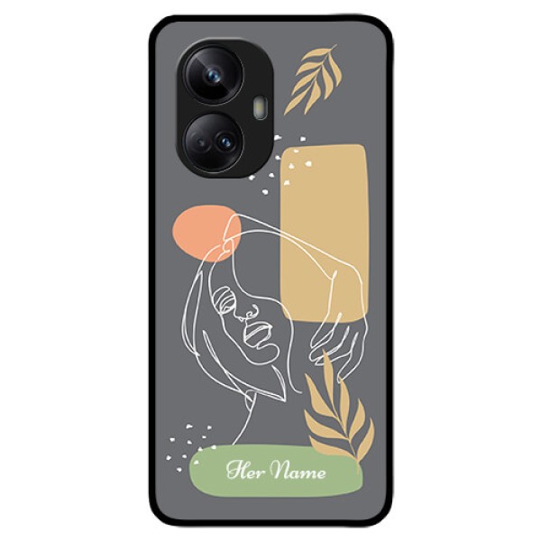 Realme 10 Pro Plus 5G Custom Glass Phone Case - Gazing Woman line art Design Realme 10 Pro Plus 5G Custom Glass Phone Case - Gazing Woman line art Design