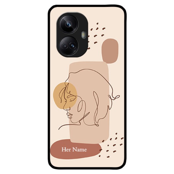 Realme 10 Pro Plus 5G Photo Printing on Glass Case - Calm Woman line art Design Realme 10 Pro Plus 5G Photo Printing on Glass Case - Calm Woman line art Design