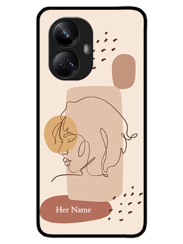 Custom Realme 10 Pro Plus 5G Photo Printing on Glass Case - Calm Woman line art Design