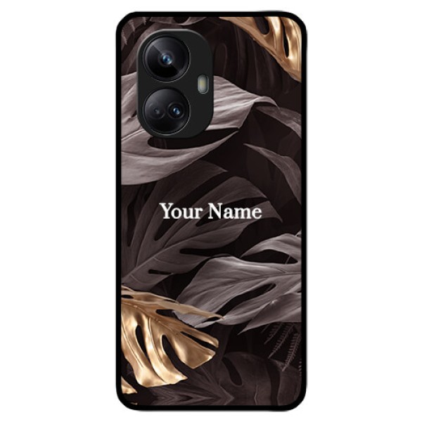 Realme 10 Pro Plus 5G Personalised Glass Phone Case - Wild Leaves digital paint Design Realme 10 Pro Plus 5G Personalised Glass Phone Case - Wild Leaves digital paint Design