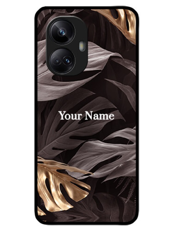 Custom Realme 10 Pro Plus 5G Personalised Glass Phone Case - Wild Leaves digital paint Design