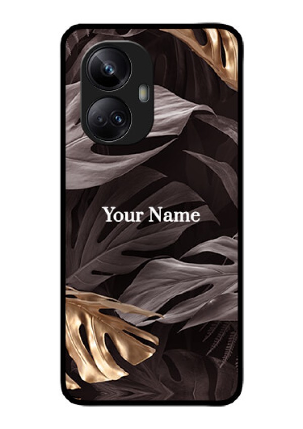Realme 10 Pro Plus 5G Personalised Glass Phone Case - Wild Leaves digital paint Design