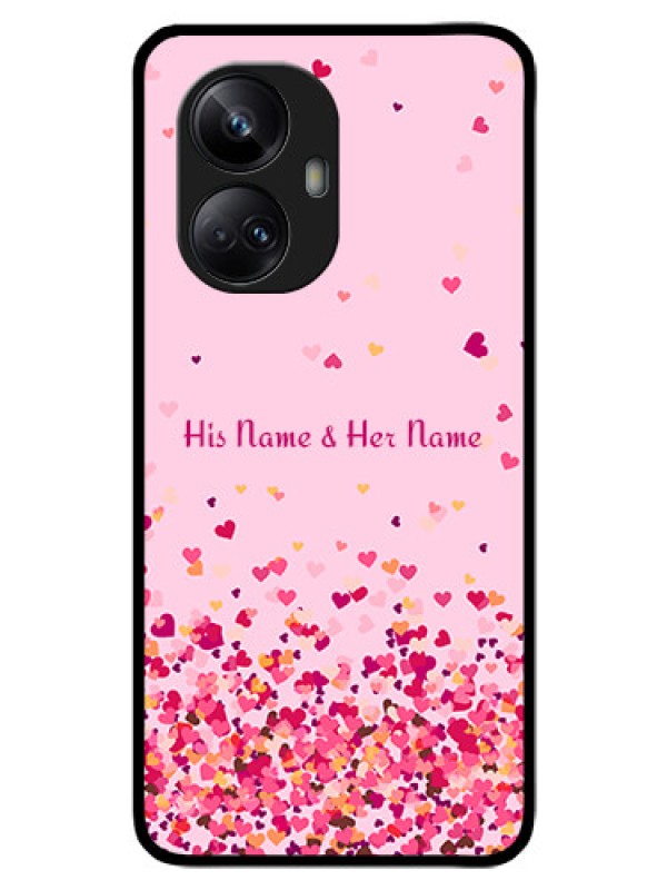Custom Realme 10 Pro Plus 5G Photo Printing on Glass Case - Floating Hearts Design