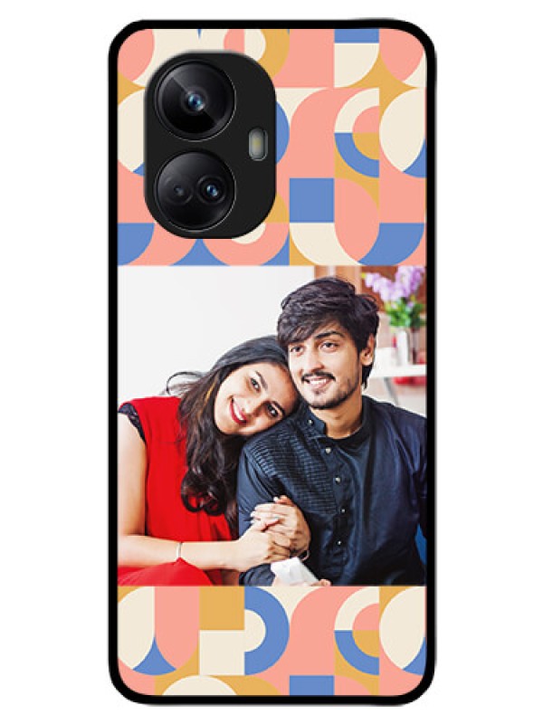 Custom Realme 10 Pro Plus 5G Photo Printing on Glass Case - Semi-circle Maze Pattern Design