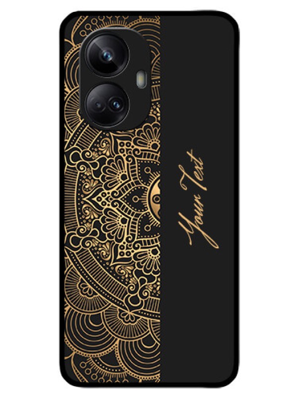 Custom Realme 10 Pro Plus 5G Photo Printing on Glass Case - Mandala art with custom text Design