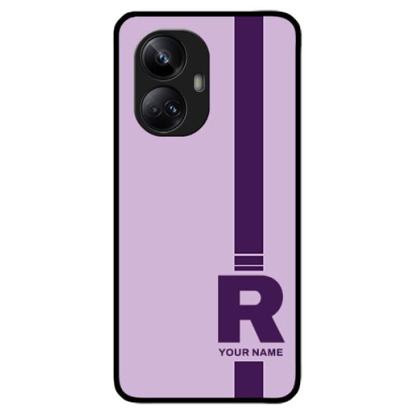 Realme 10 Pro Plus 5G Photo Printing on Glass Case - Simple dual tone stripe with name Design