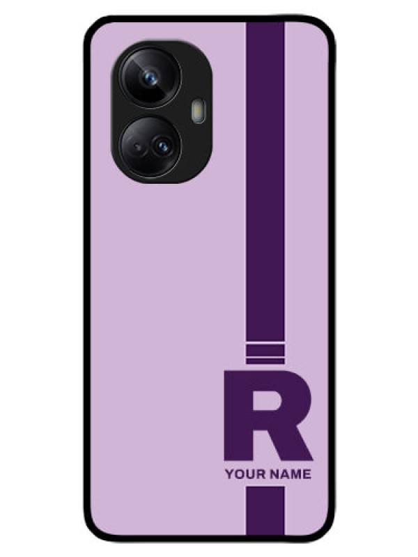 Custom Realme 10 Pro Plus 5G Photo Printing on Glass Case - Simple dual tone stripe with name Design